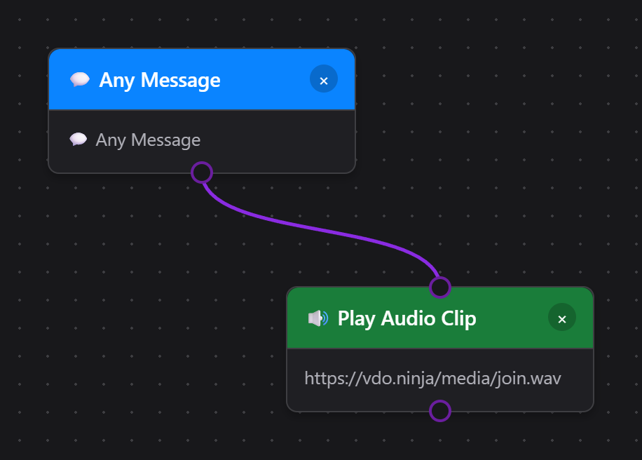 Any Message trigger connected to a Play Audio Clip action