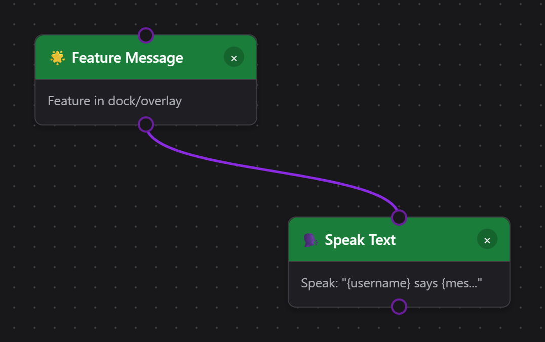 Two action nodes chained together with no trigger node