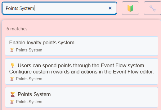Search for Points System to find participation rewards.