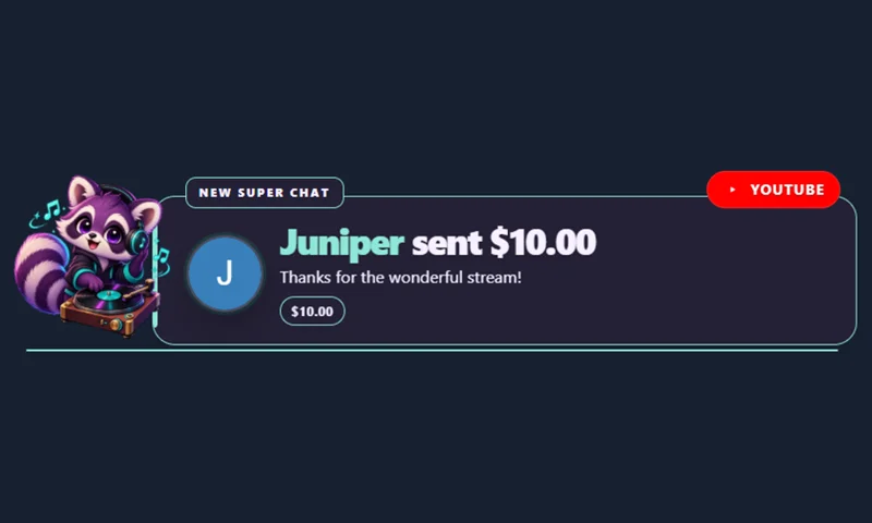Midnight Mixtape Alerts overlay with sample messages