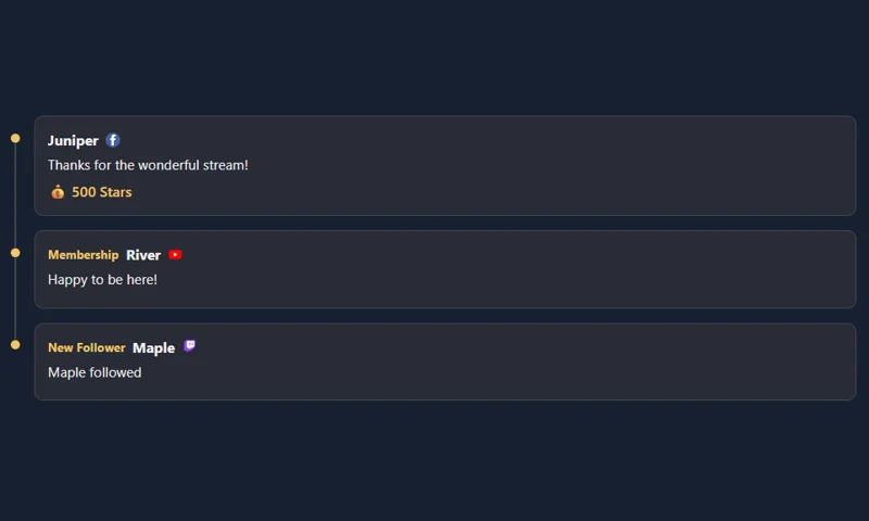 Recent Events - Timeline overlay with sample messages