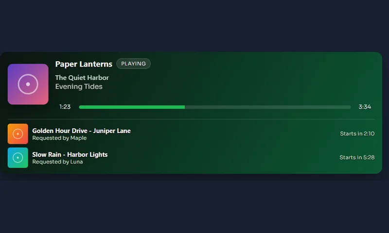 Now Playing overlay with sample messages