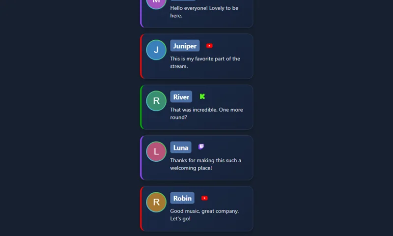 Neon Red Persistent Chat overlay with sample messages