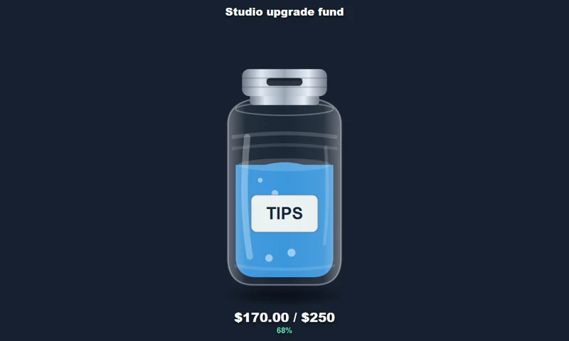 Glass Tip Jar overlay with sample messages