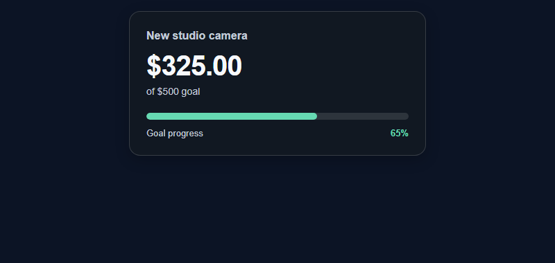 Tip Jar goal meter rendered locally in preview mode