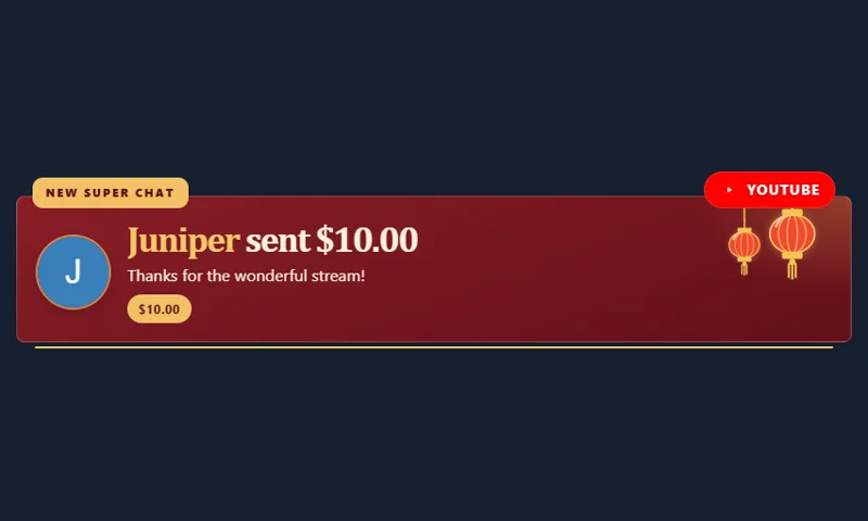 Lunar Lantern overlay with sample messages