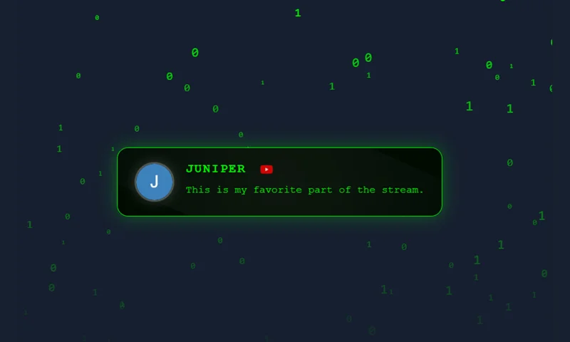 Matrix Rain overlay with sample messages