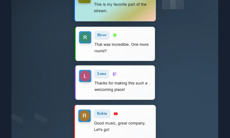 Card Flip 3D overlay with sample messages