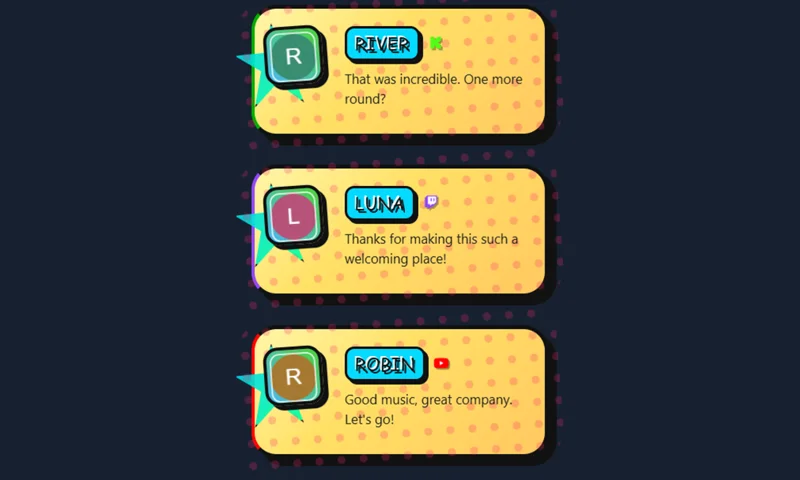 Comic Pop Dock overlay with sample messages