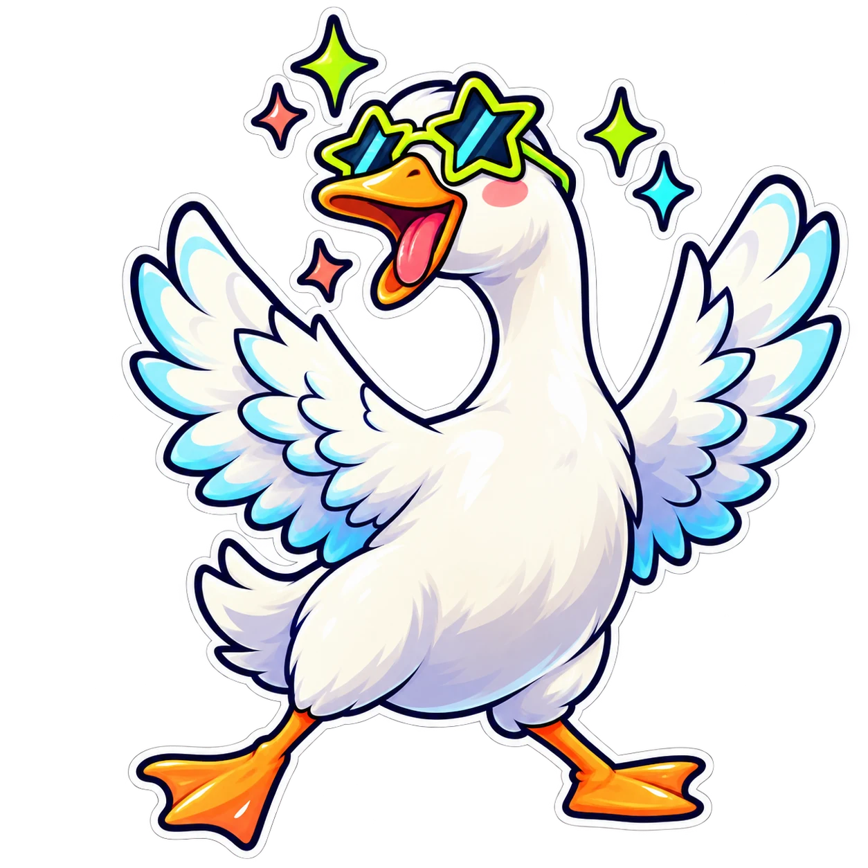 Goose sticker with star sunglasses